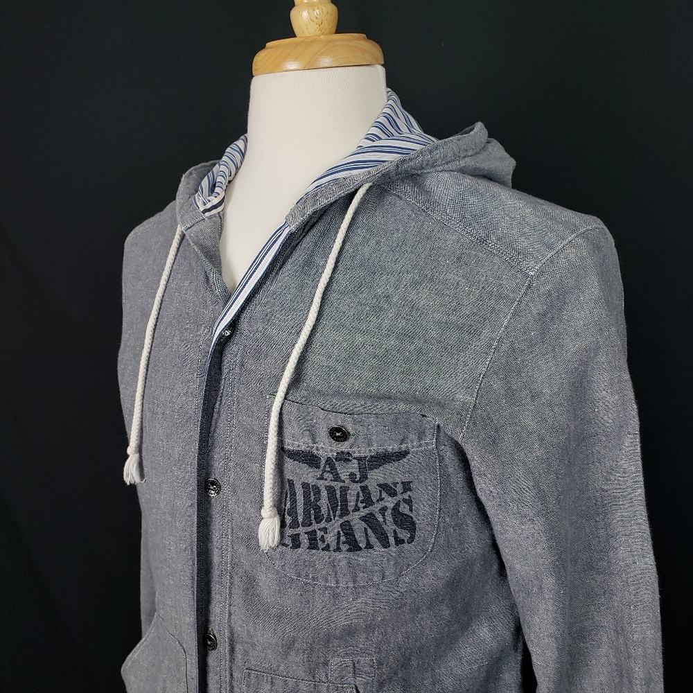 Armani Button Up Long Sleeve Hoodie